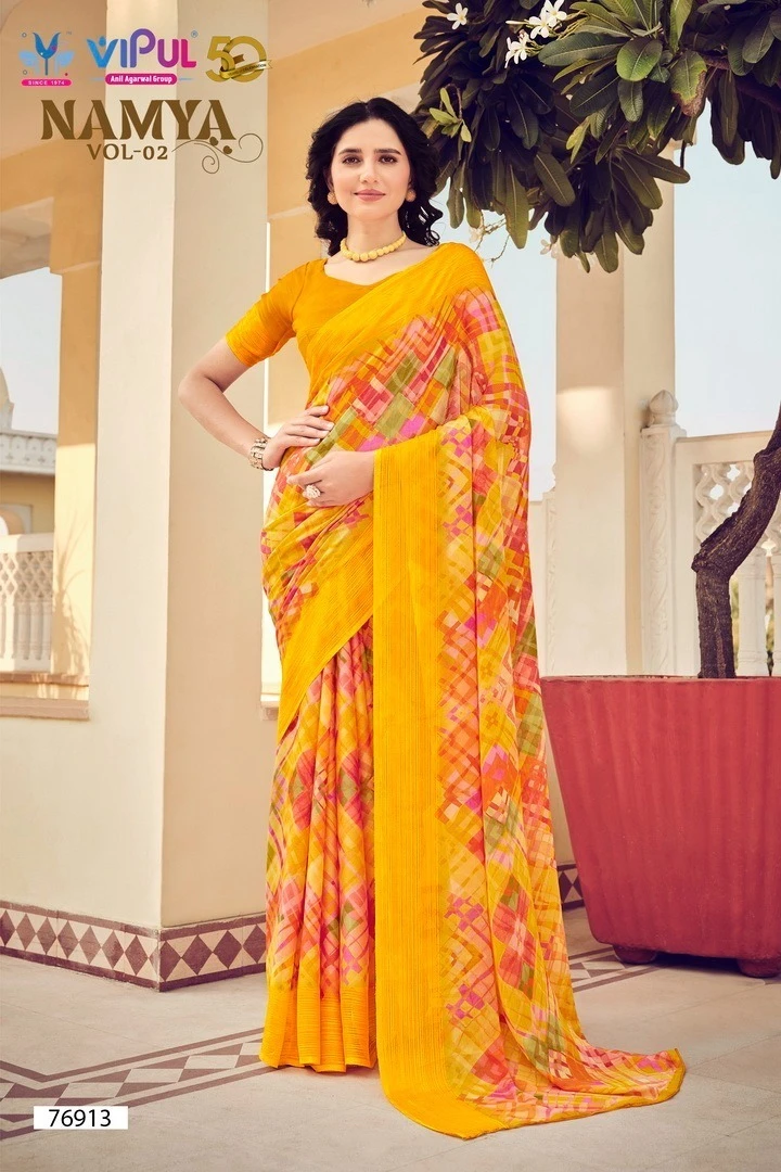 Vipul Namya Vol 2 Chiffon Wholesale Fancy Sarees Catalog — Wholesale Sarees, MPA wholesale from Surat — view 4